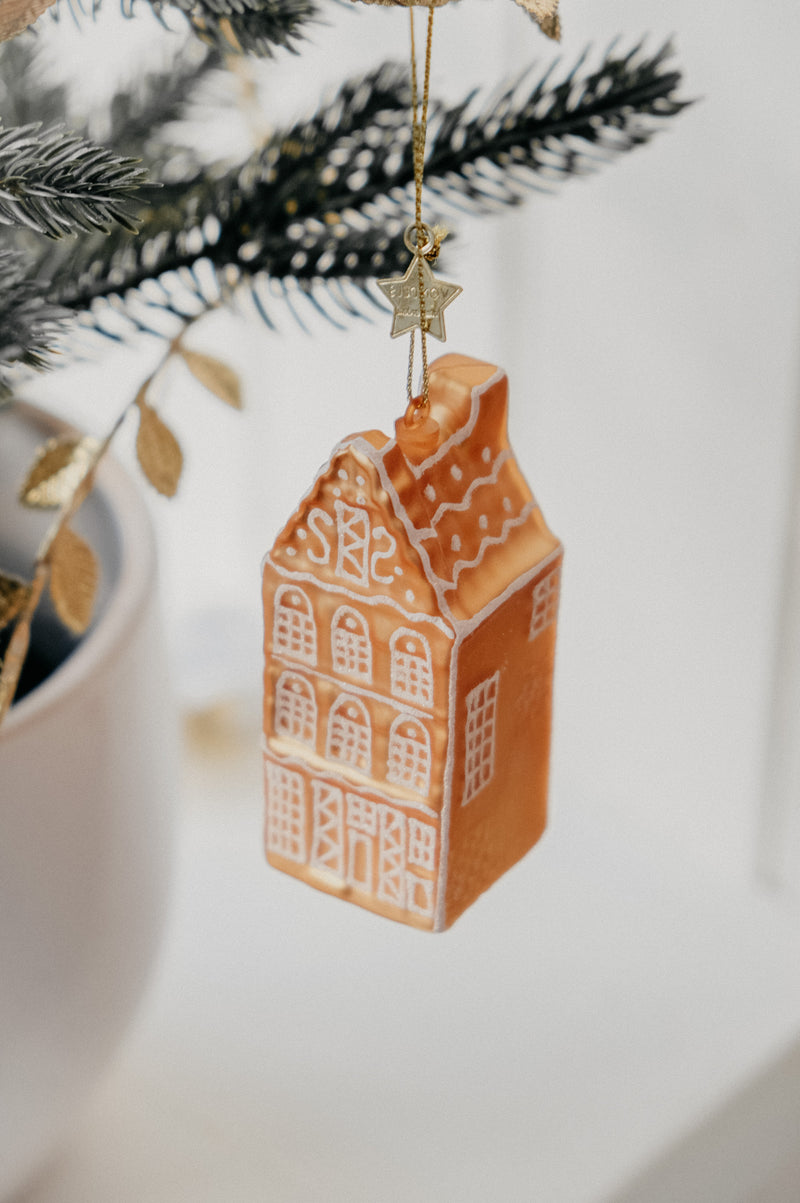 Abigail Amsterdam Canal Gingerbread House Glass Christmas Tree Bauble Ornament