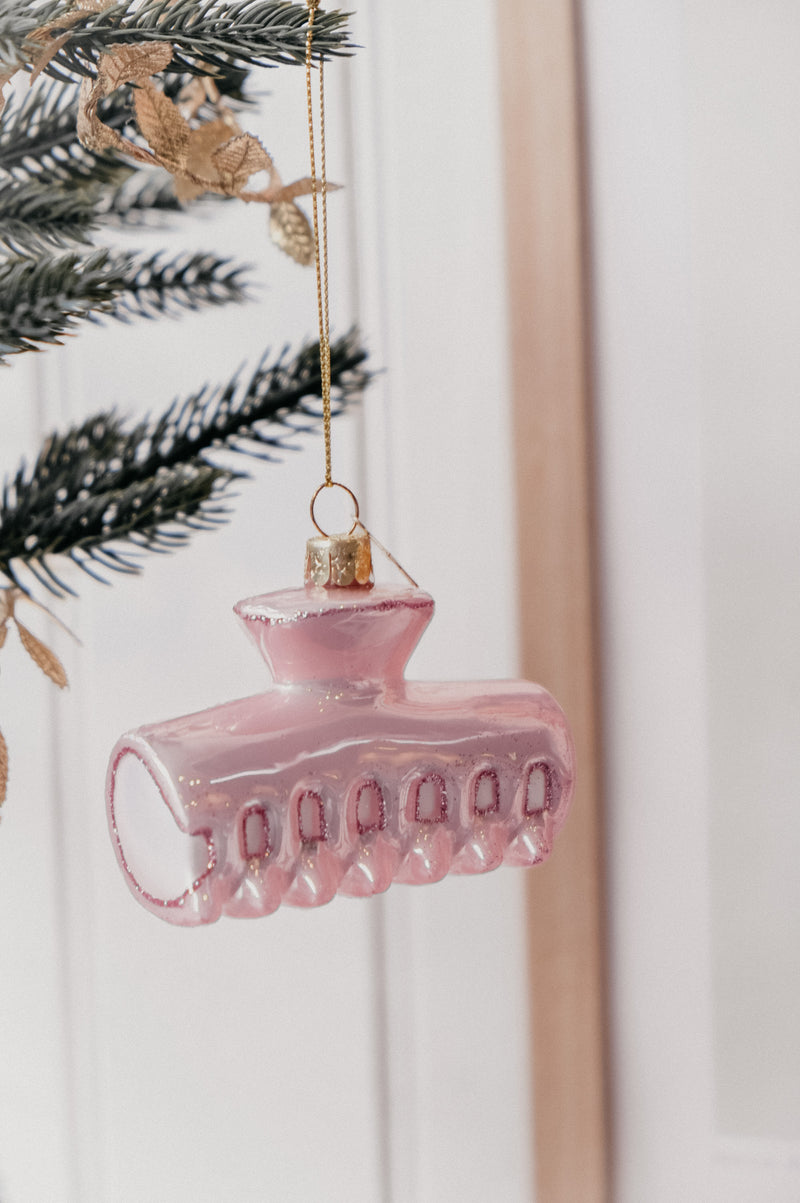 Luna Pink Claw Hair Clip Glass Christmas Tree Baubl