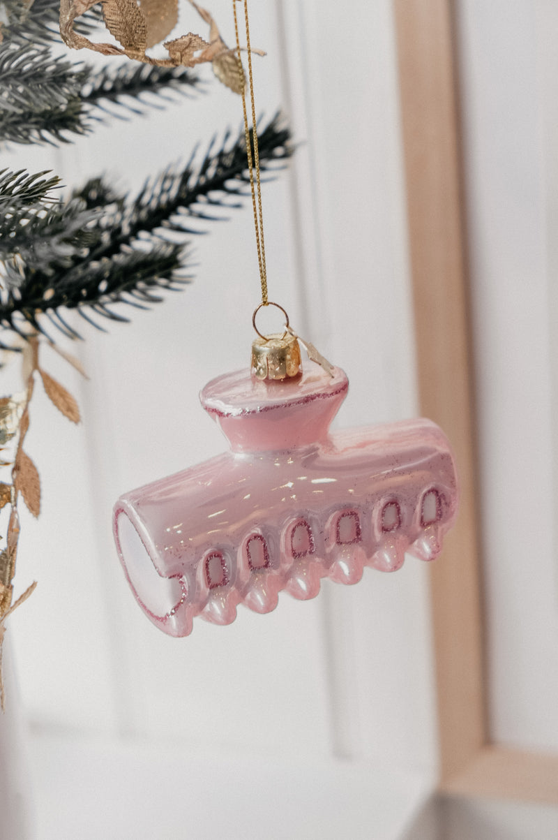 Luna Pink Claw Hair Clip Glass Christmas Tree Baubl
