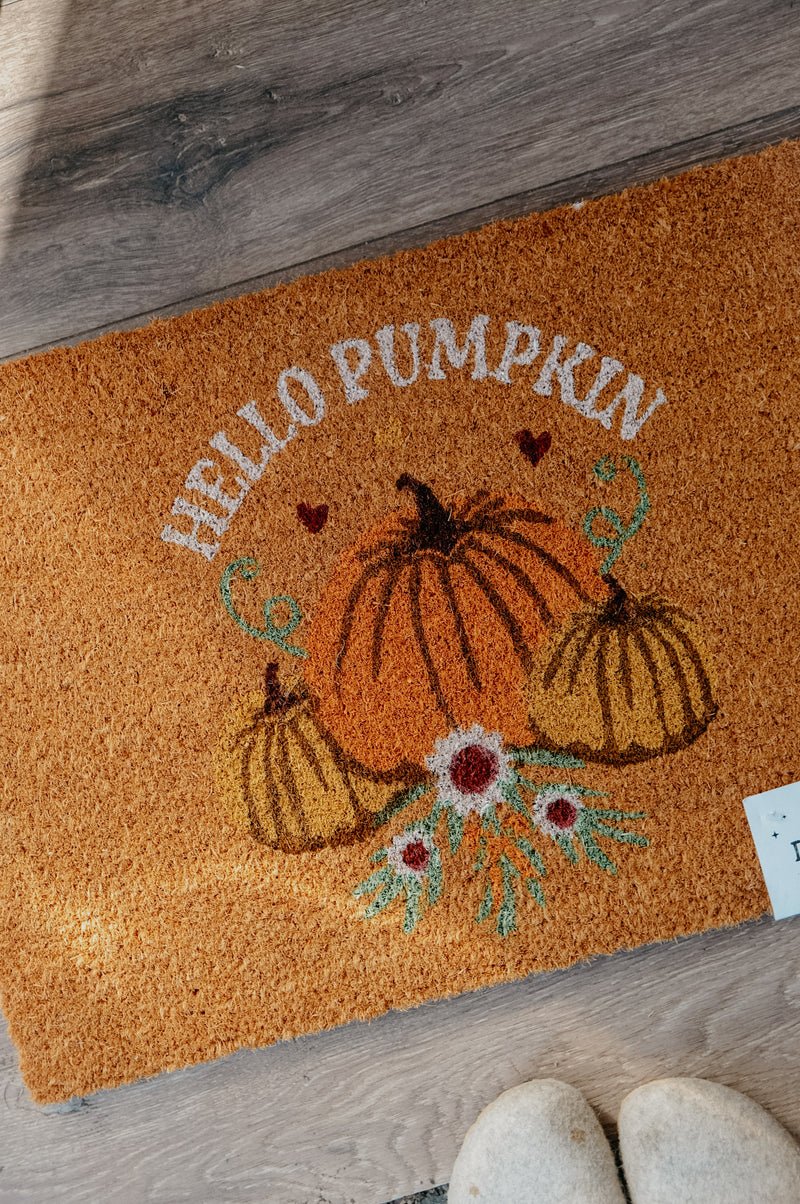 Hello Pumpkin Autumn Fall Door Mat