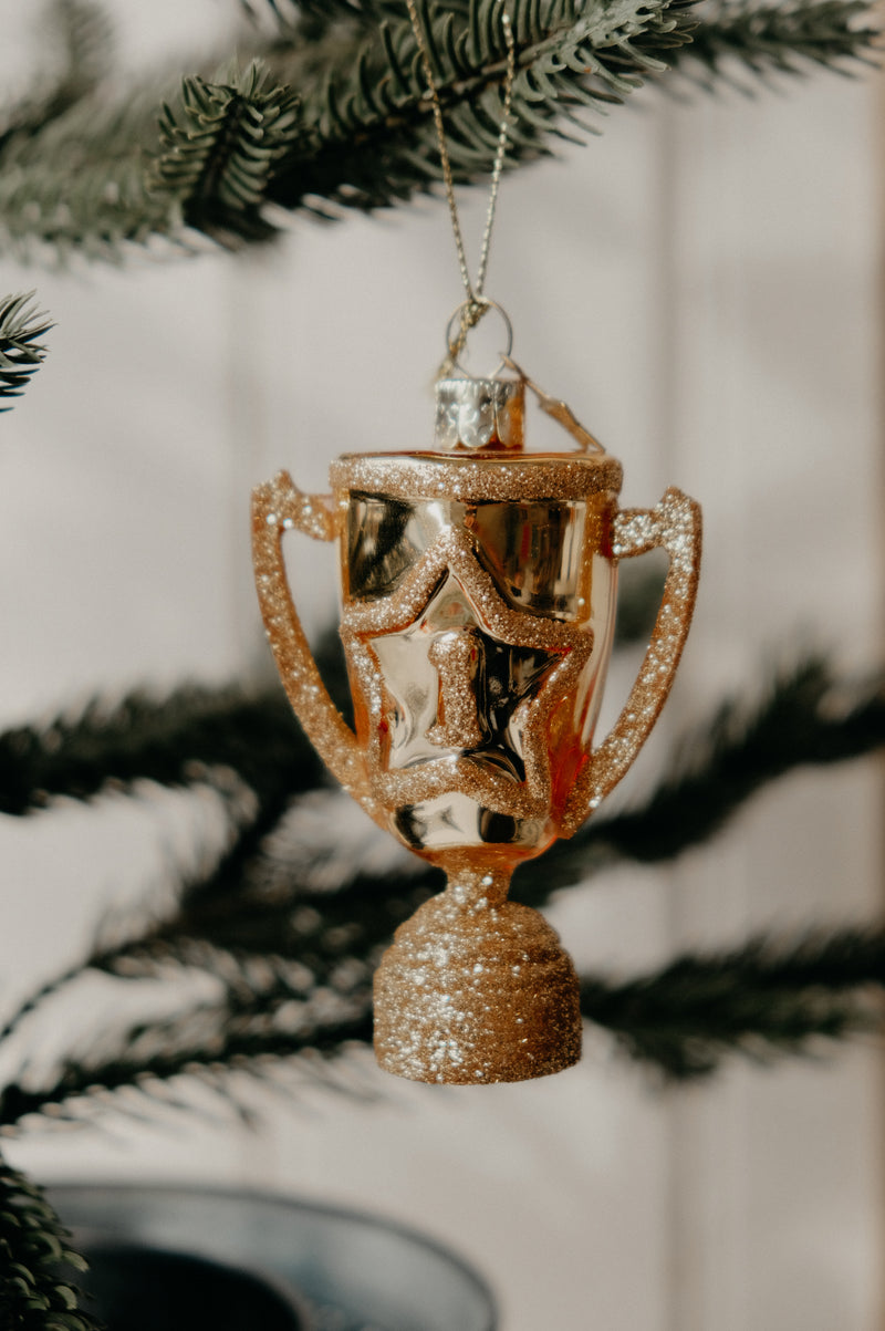 Franz F1 Gold Trophy Cup Glitter Christmas Bauble Ornament