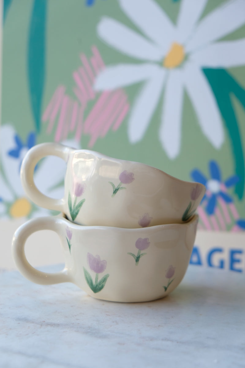 Taylor Irregular Lilac Tulips Handpainted Mug
