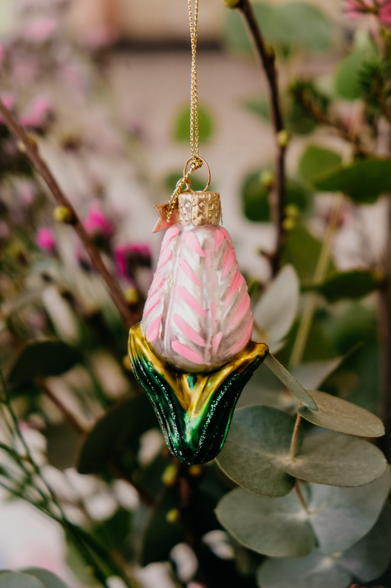Pink Flower Tulip Glass Decor Ornament