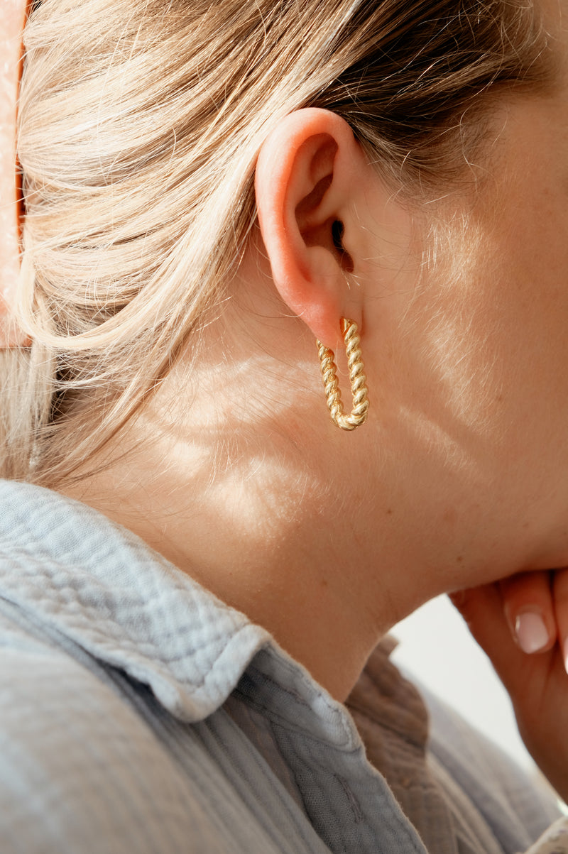 Ciara Braided 18k Gold Hoop Earrings