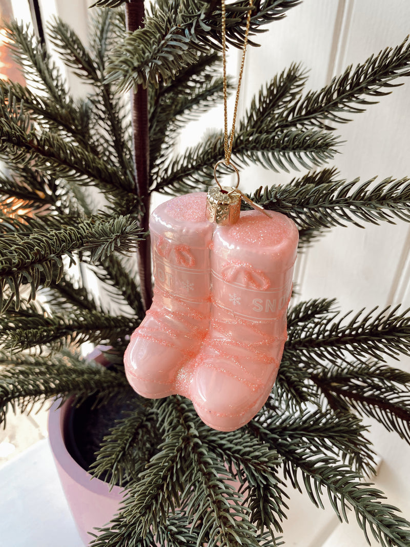 Lana Pink Glitter Snow Boots Christmas Tree Bauble Ornament