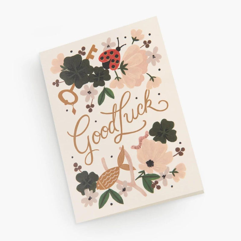 Good Luck Floral Charm Pastel Greeting Gift Card