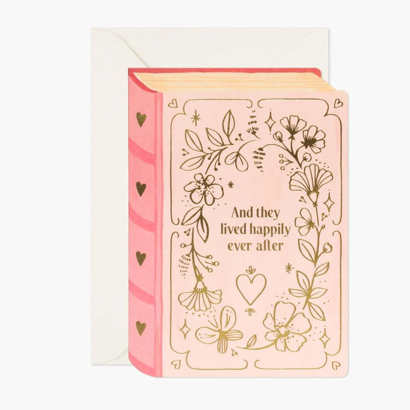 Happily Ever After Fairy Tale Book Pastel Pink Wedding Greeting Gift Card