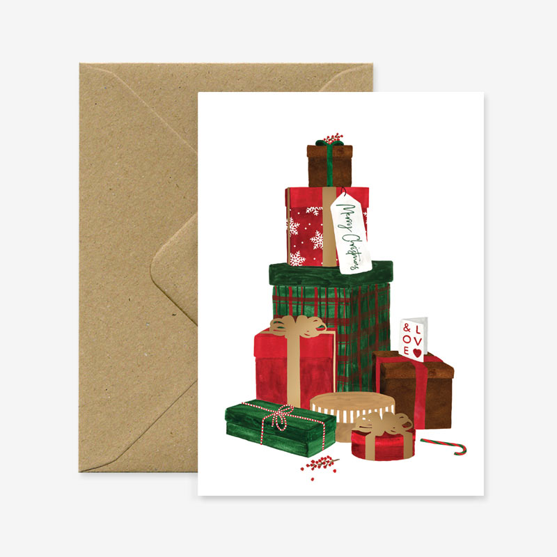 Christmas Gifts Stacked Greetings Card