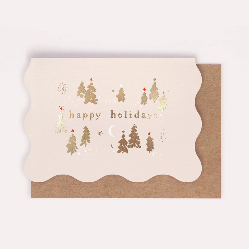 Happy Holidays Trees Christmas Greetings Card
