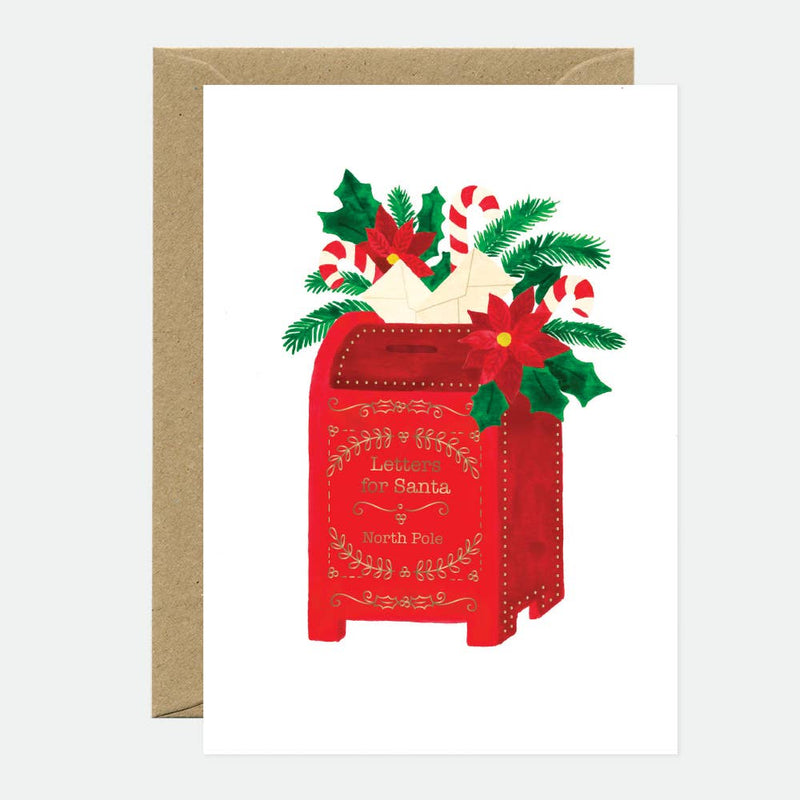 Gold Santas Mail Christmas Greetings Card