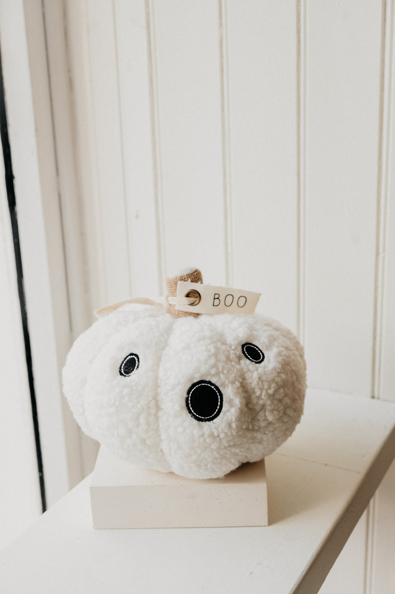Boo Pumpkin Sherpa Large Doorstop Pillow