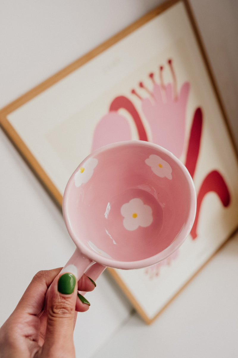 Binx Pink Flower XL Round Handled Mug