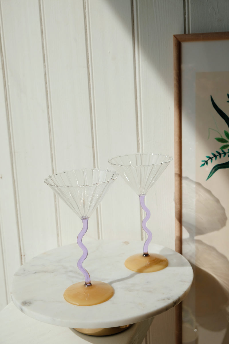 Hana Lilac and Lemon Spiral Cocktail Coupe Glass