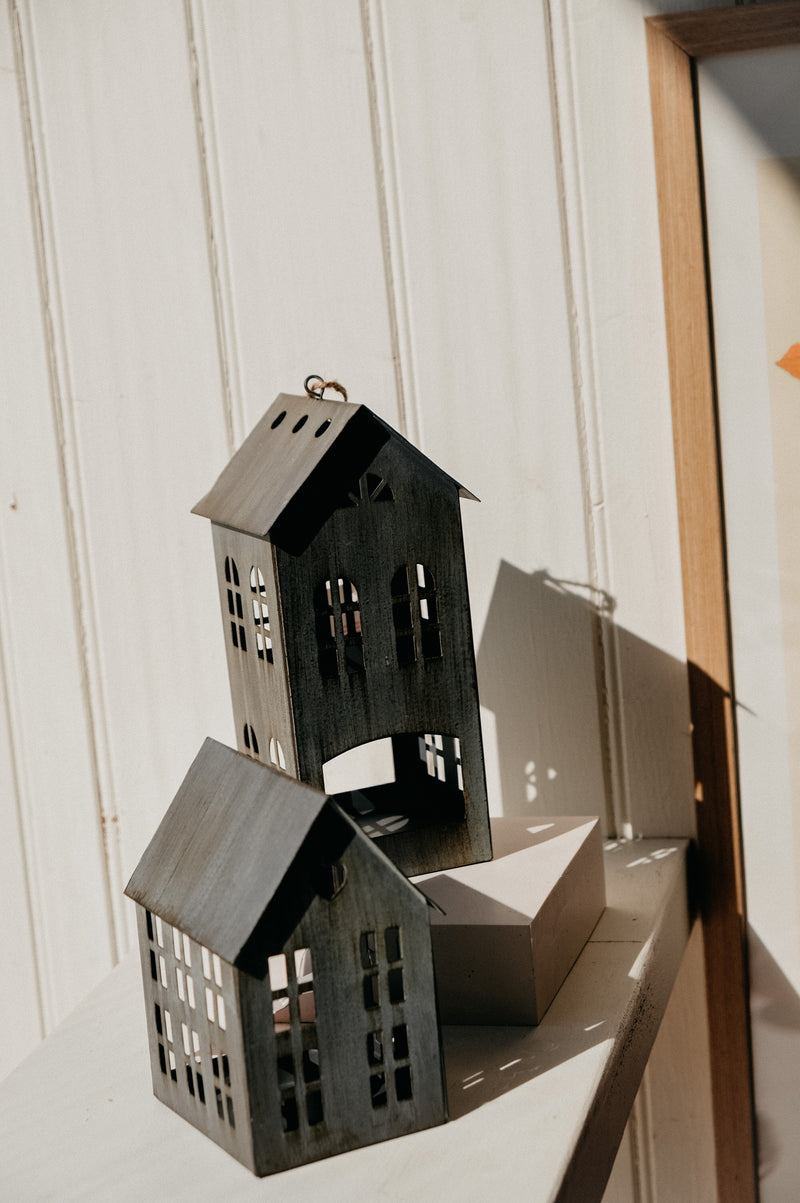 Haunted House Halloween Tealight Candle Lantern - small and large