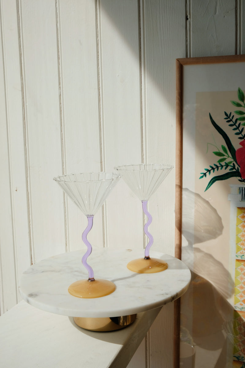 Hana Lilac and Lemon Spiral Cocktail Coupe Glass