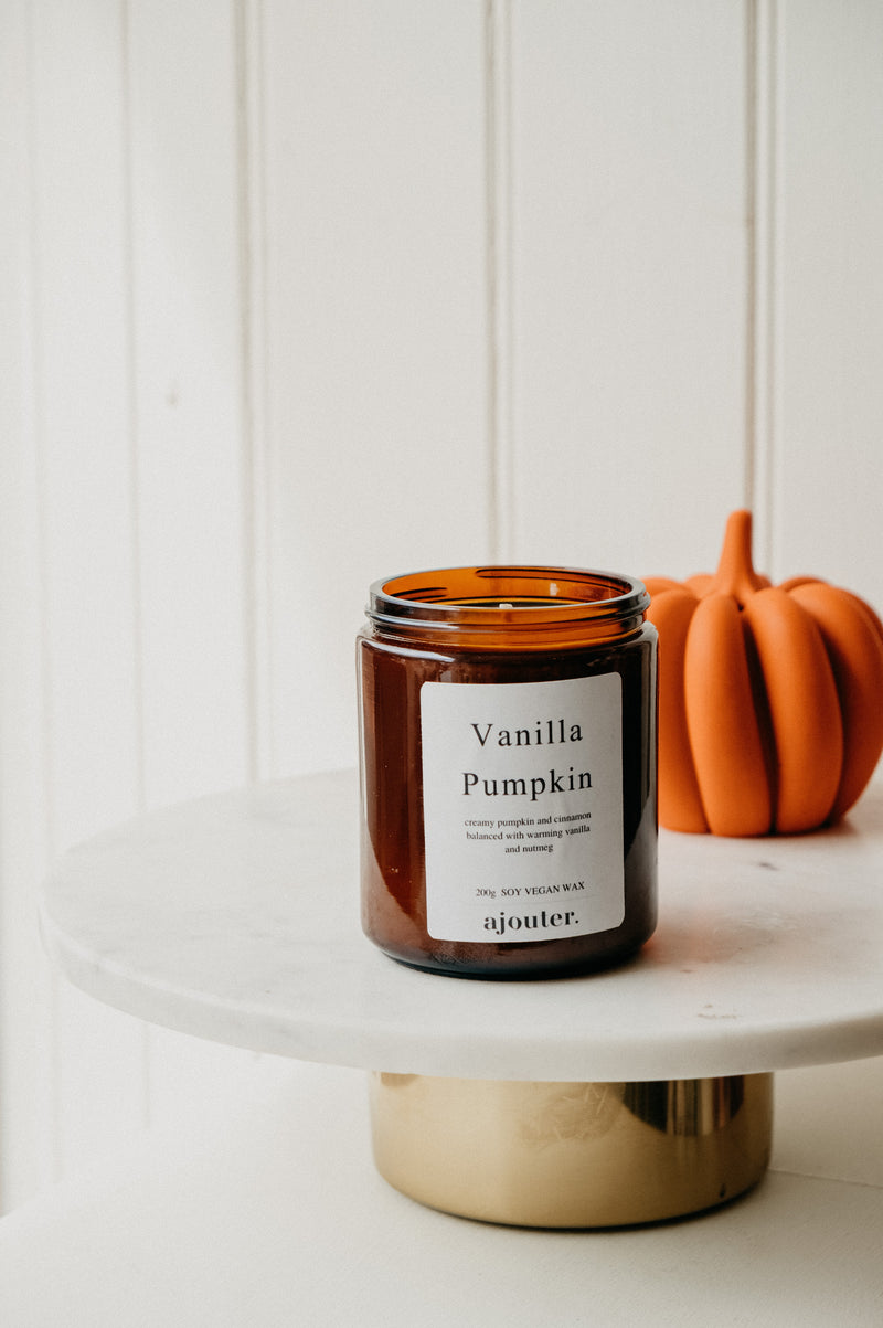 Vanilla Pumpkin Autumn Halloween Soy Wax Candle