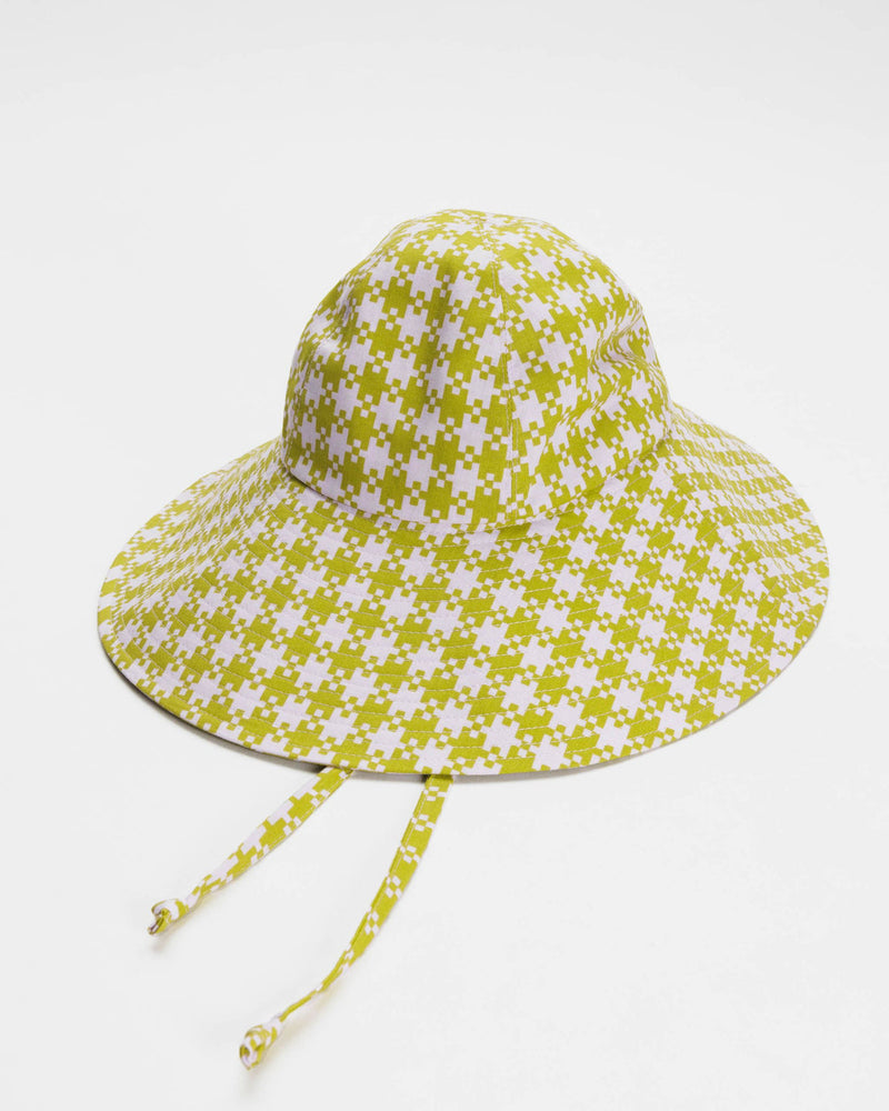Alix Pistachio Green Gingham Soft Sun Packable Hat