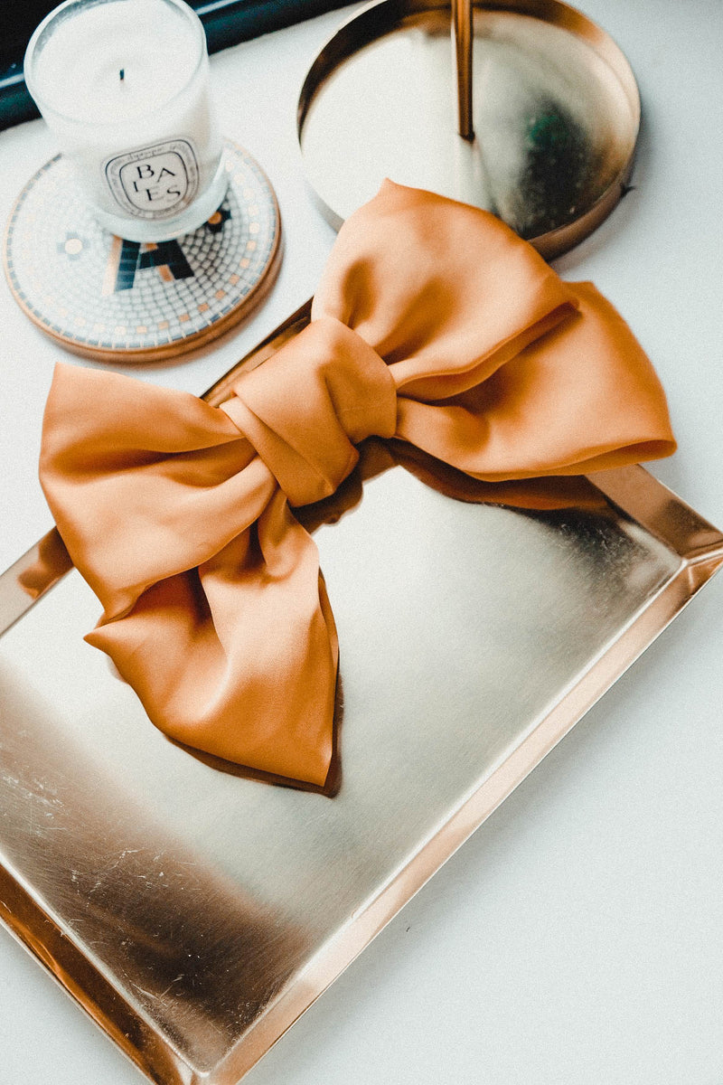 Marina Mustard Yellow Satin Big Bow Hair Clip Barrette