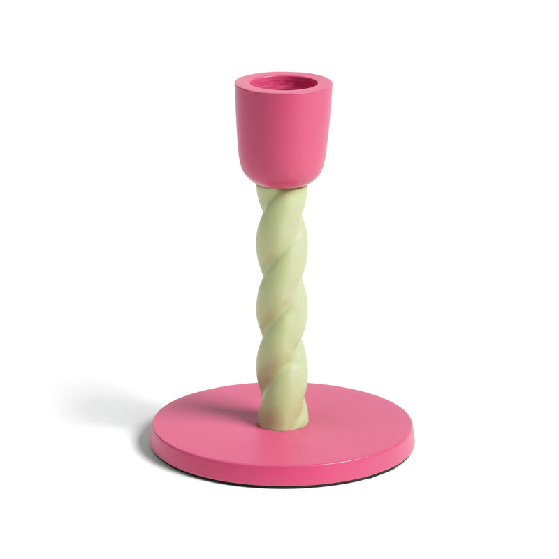 Dahlia Green and Pink Marshmallow Twisted Candle Holder