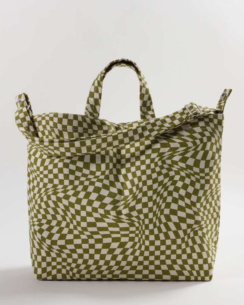 Moss Green Checkered Tote Bag