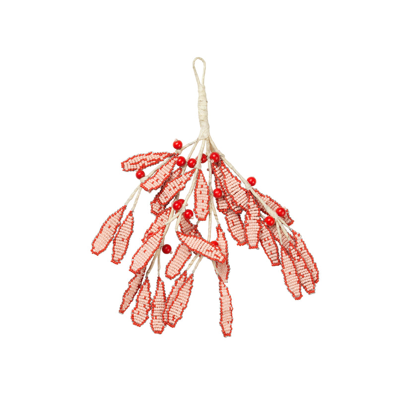 Mistletoe Christmas Red Glass And Pearl