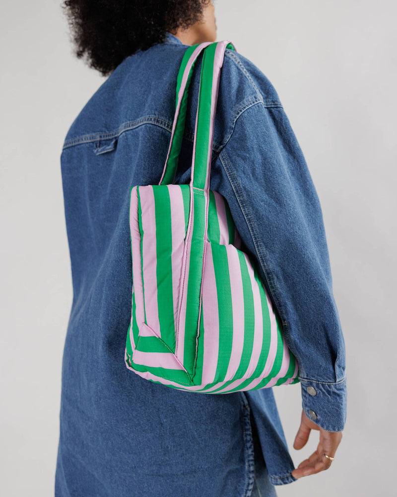 Green and Pink Cloud Puffy Tote Bag