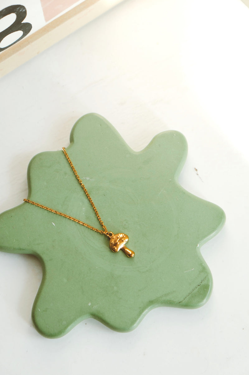 Rosy Mushroom Gold Plated Necklace
