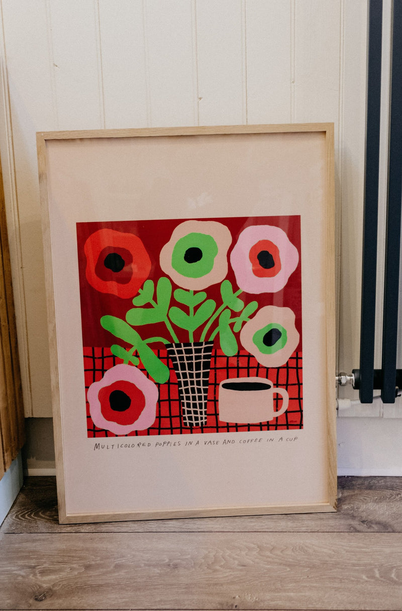 Poppies and Coffee Print 50cm x 70cm