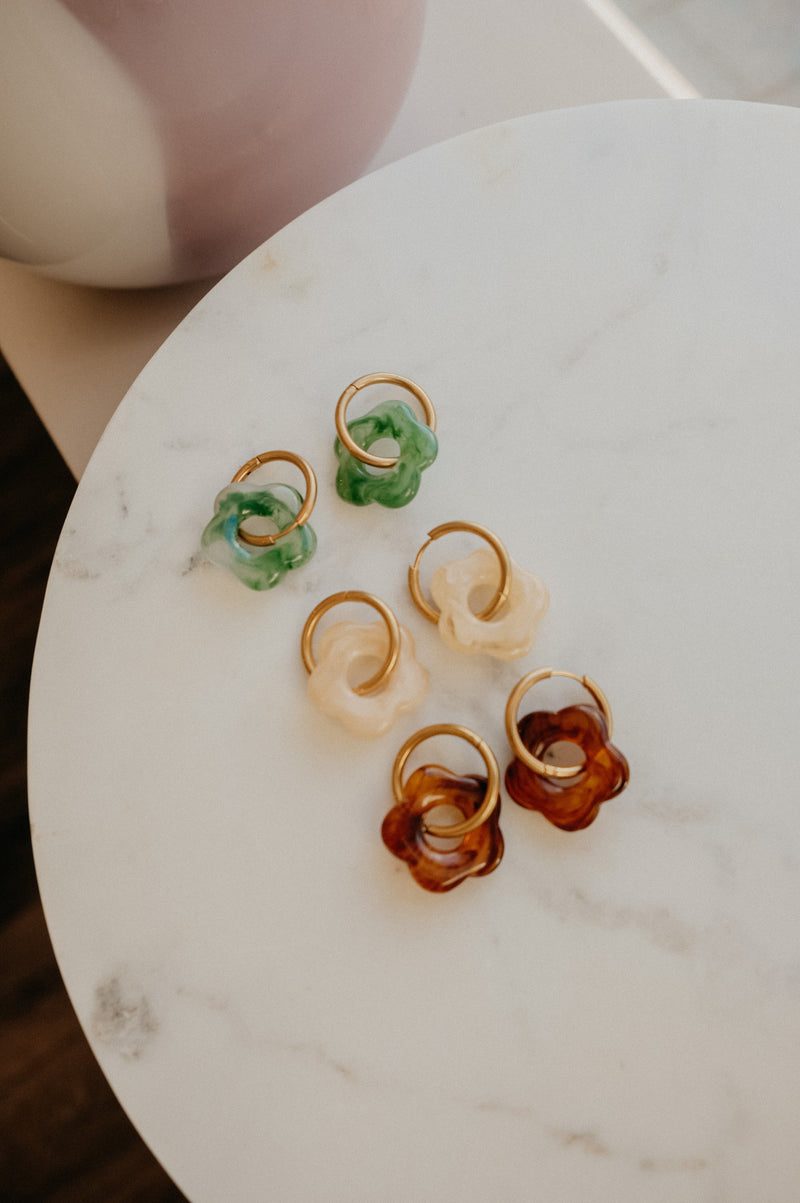 Lilja Acetate Flower Gold Hoop Earrings