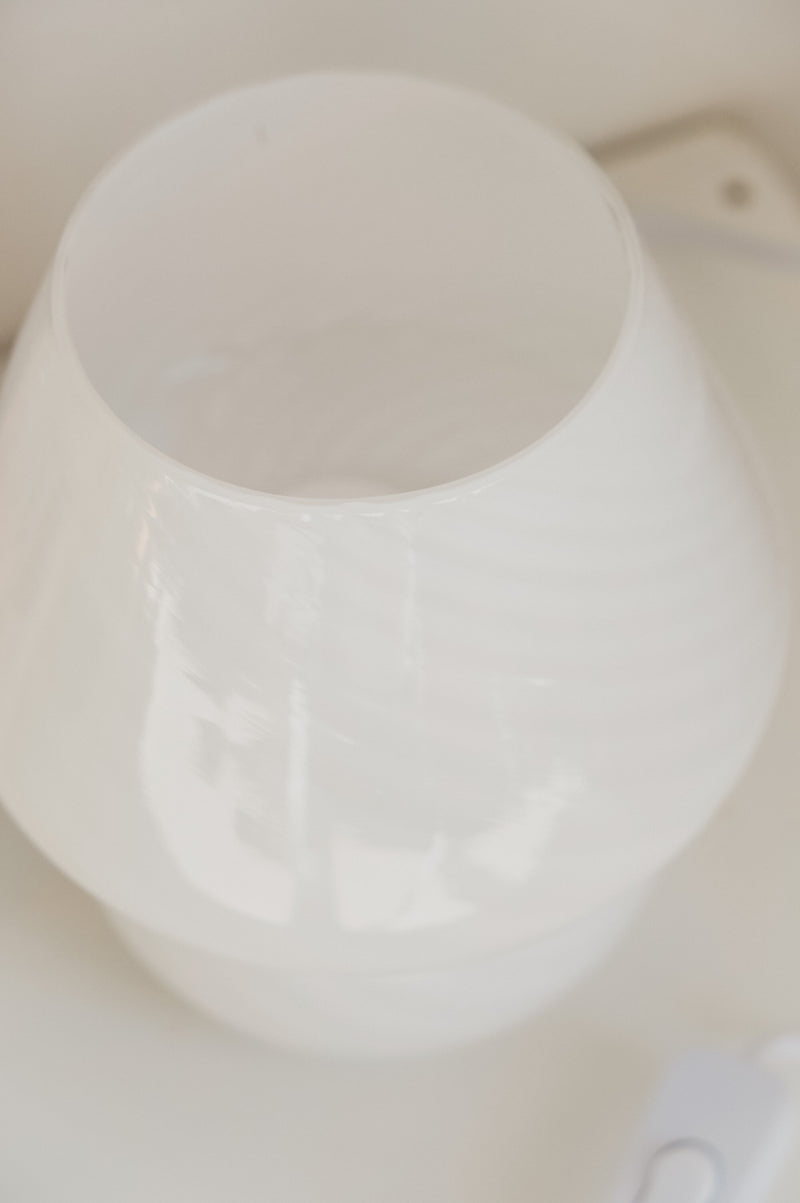 Anais White Murano 70s Style Mushroom Stripe Glass Table Lamp