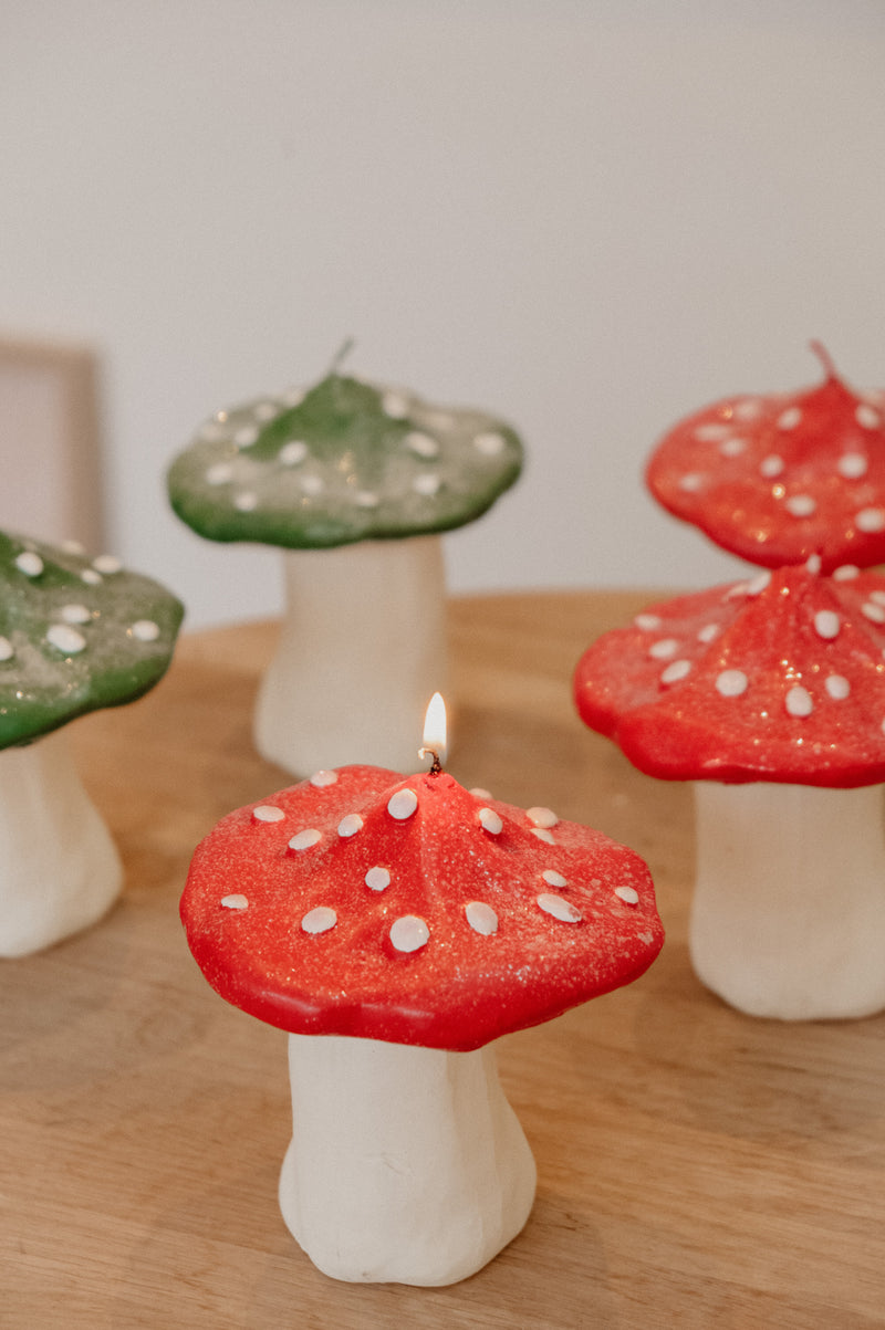 Mushroom Dots Wax Candle