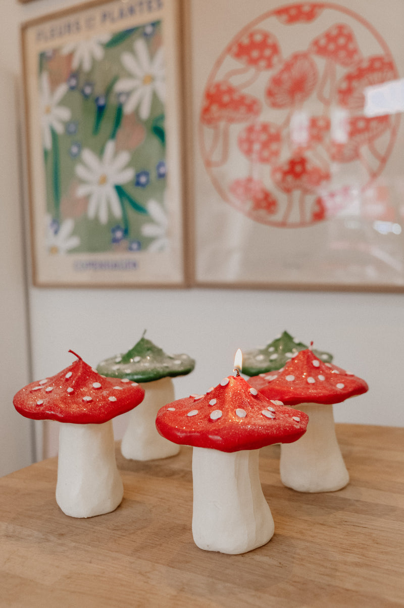 Mushroom Dots Wax Candle