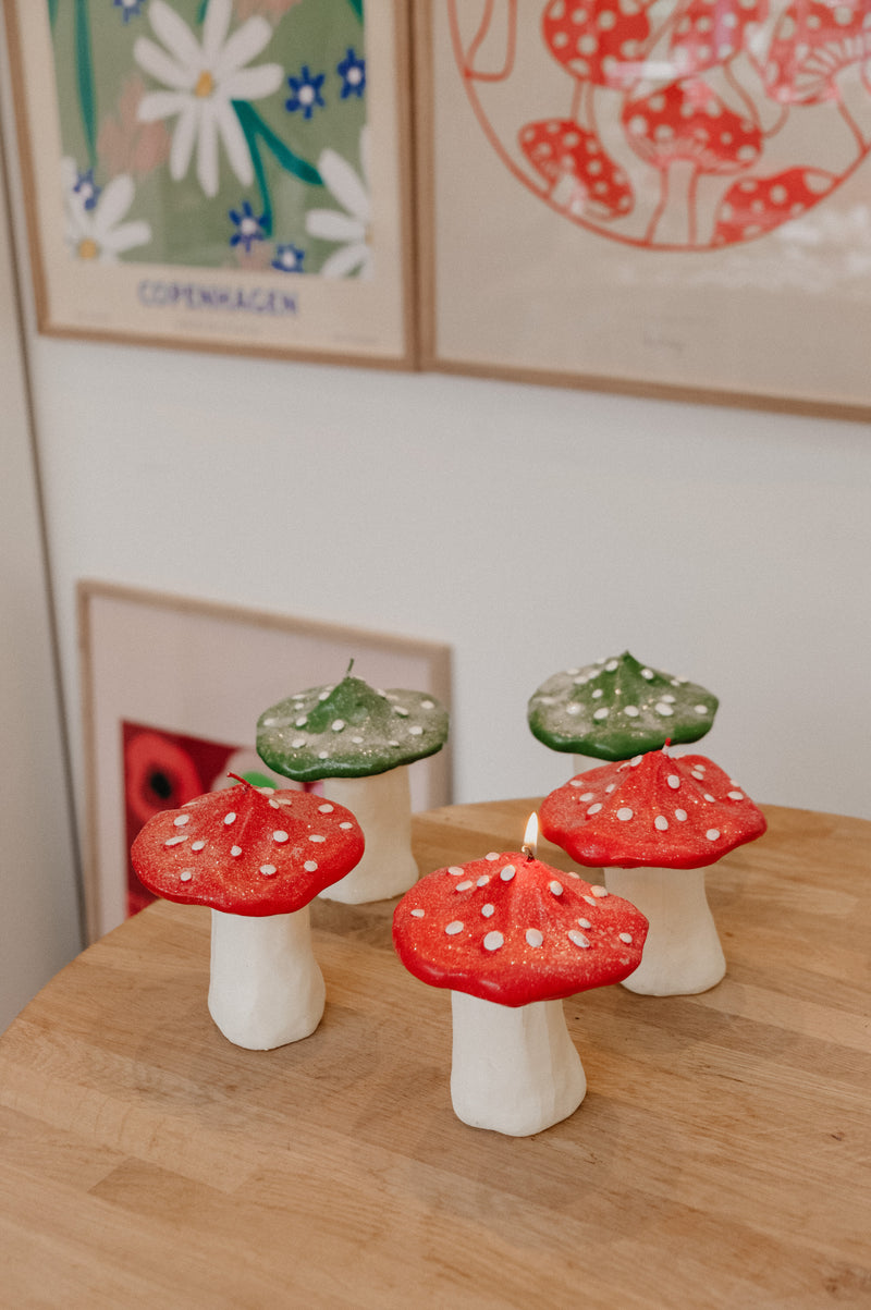 Mushroom Dots Wax Candle