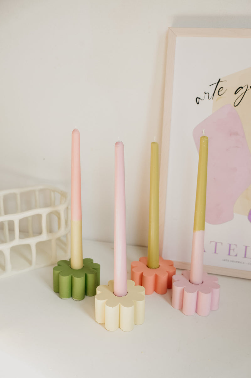 Two-Tone Dipped Tapered Pillar Candles - pack of 2