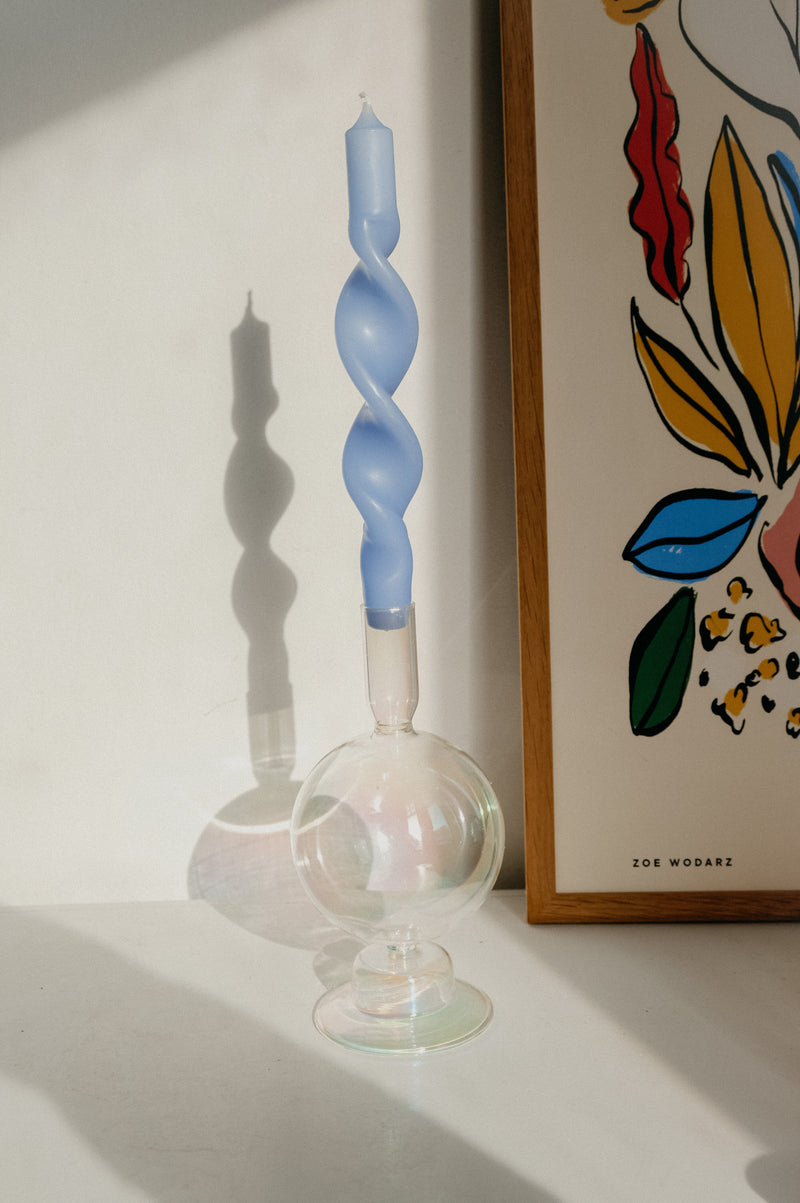 Pepa Iridescent Rainbow Glass Candle Holder