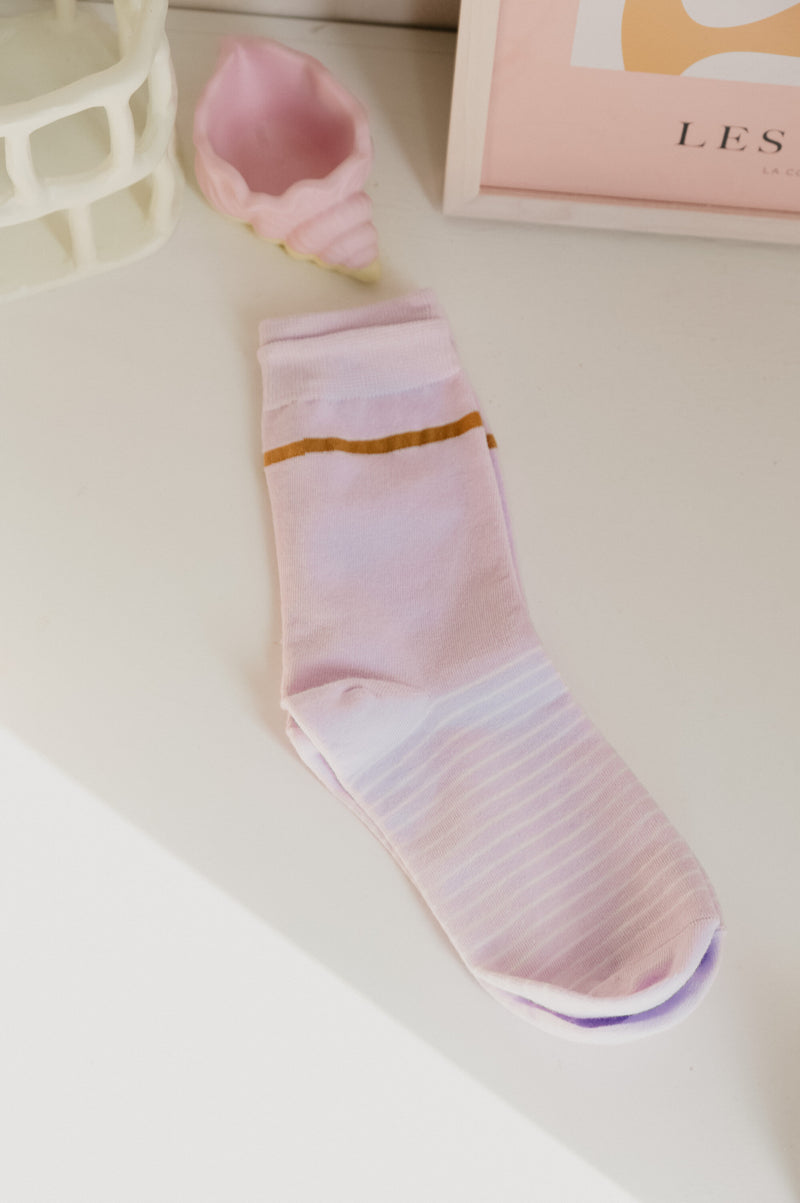 Alice Lilac and Mustard Stripe Ankle Socks
