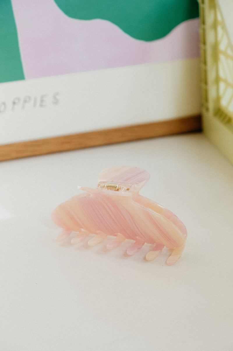Milly Pink Striped Curved Claw Clip