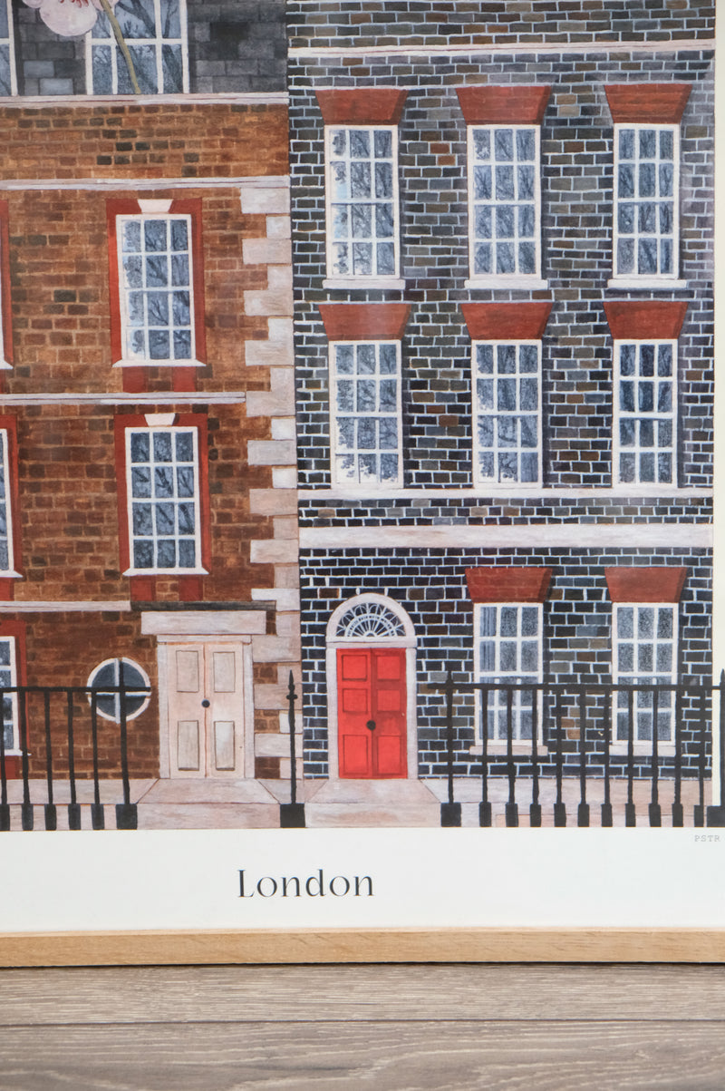 London Flower Houses Artwork Print 50cm x 70cm