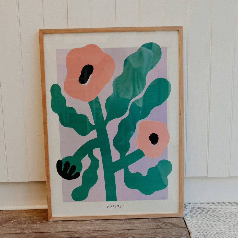 Pink Poppies Floral Print 50cm x 70cm