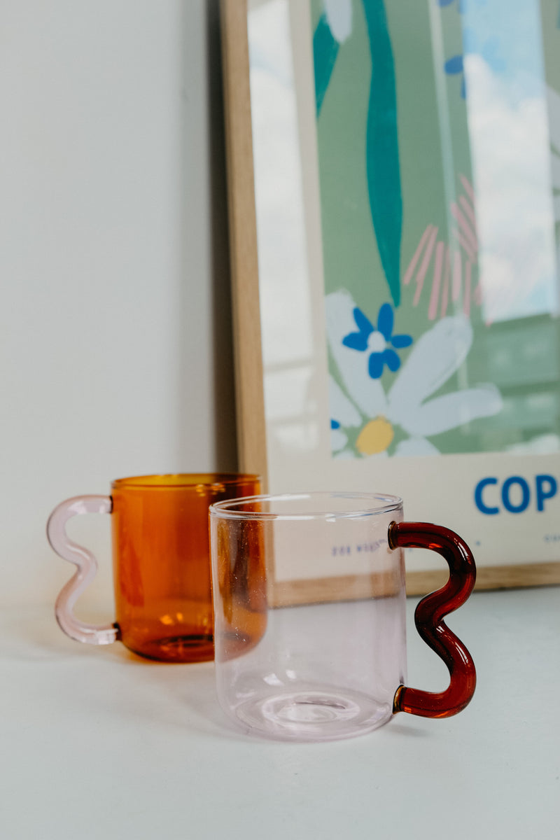 Frankie Wave Handle Borosilicate Mug / Cup