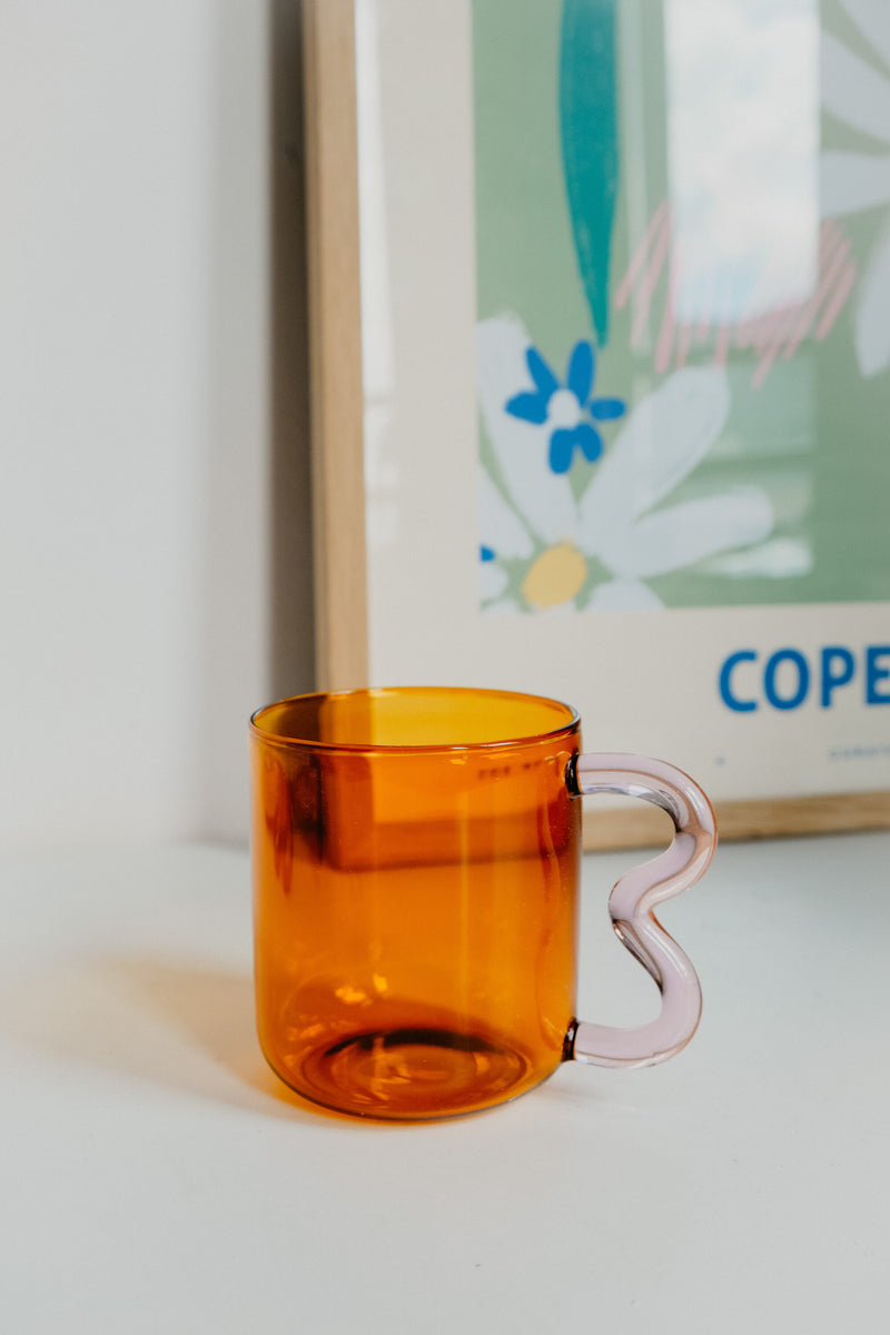 Frankie Wave Handle Borosilicate Mug / Cup