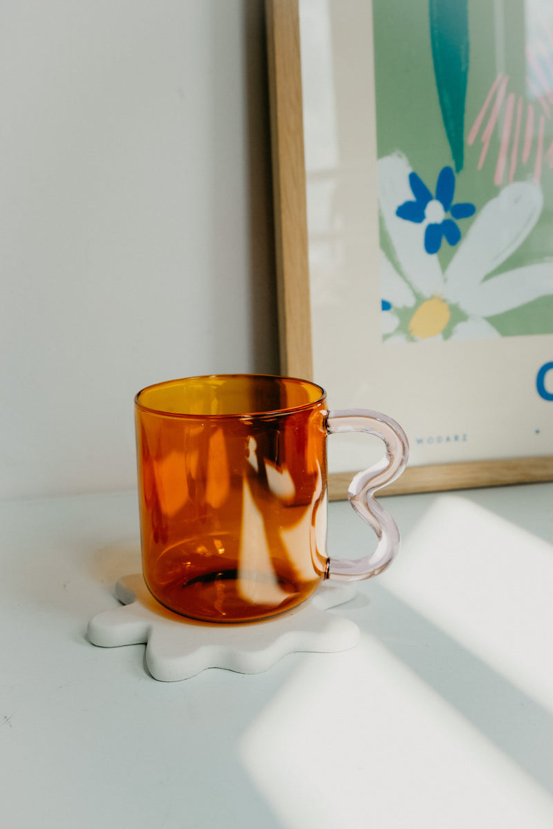 Frankie Wave Handle Borosilicate Mug / Cup