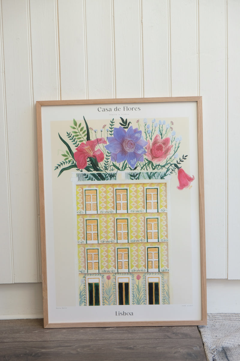 Lisbon Flower Houses Artwork 50cm x 70cm