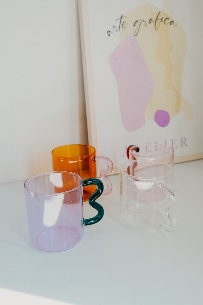 Frankie Wave Handle Borosilicate Mug / Cup