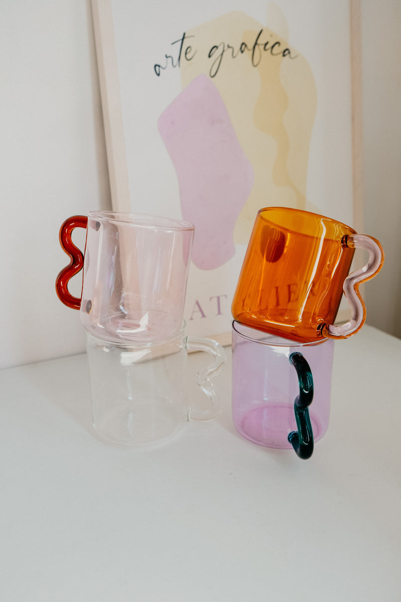 Frankie Wave Handle Borosilicate Mug / Cup