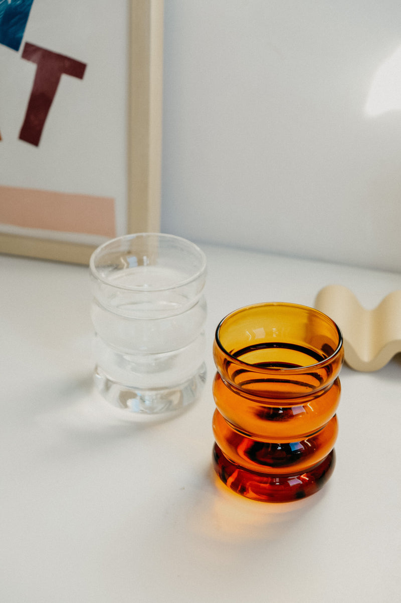 Rodin Ripple Clear and Amber Glass Cup