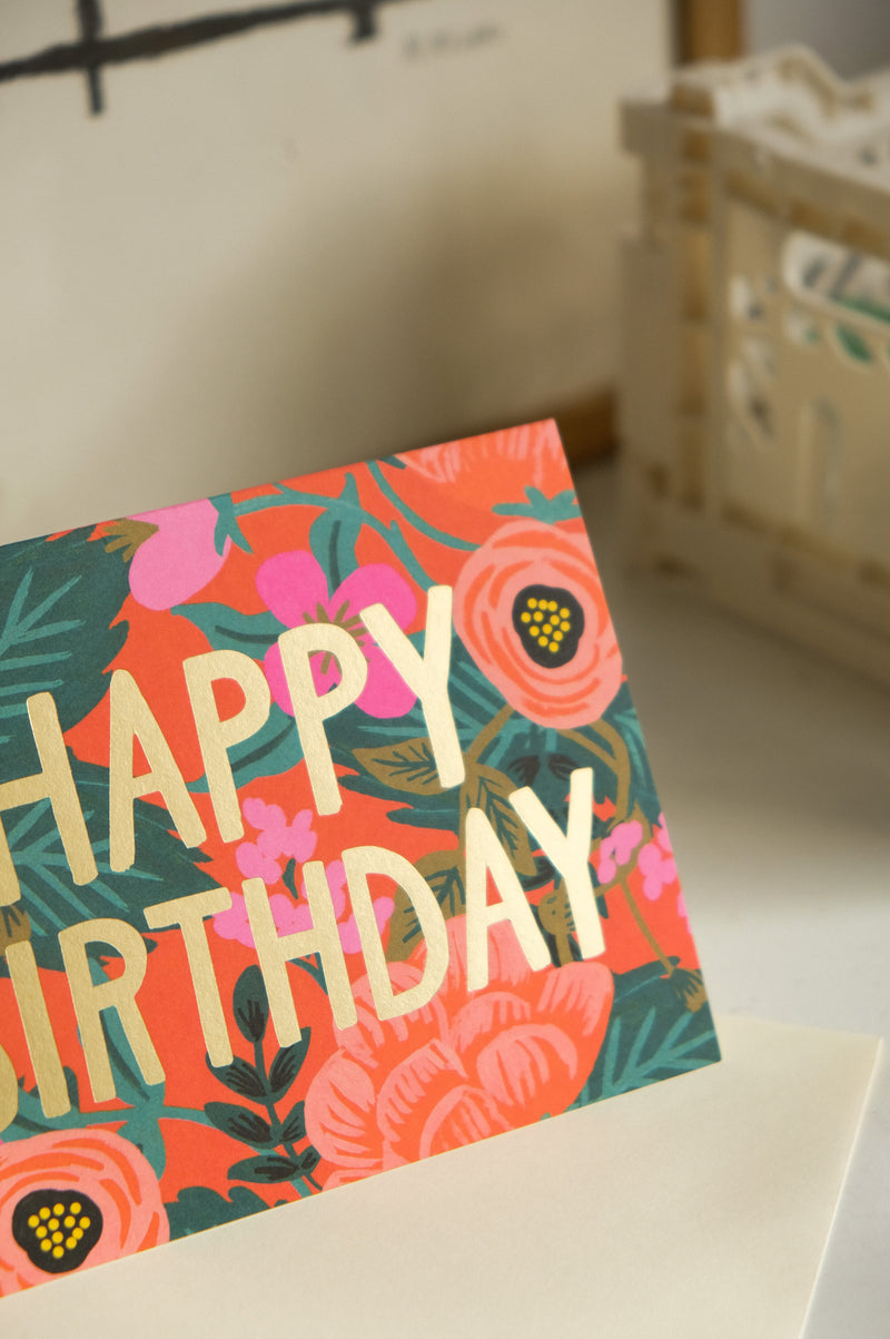 Happy Birthday Dark Floral Celebration Greeting Gift Card