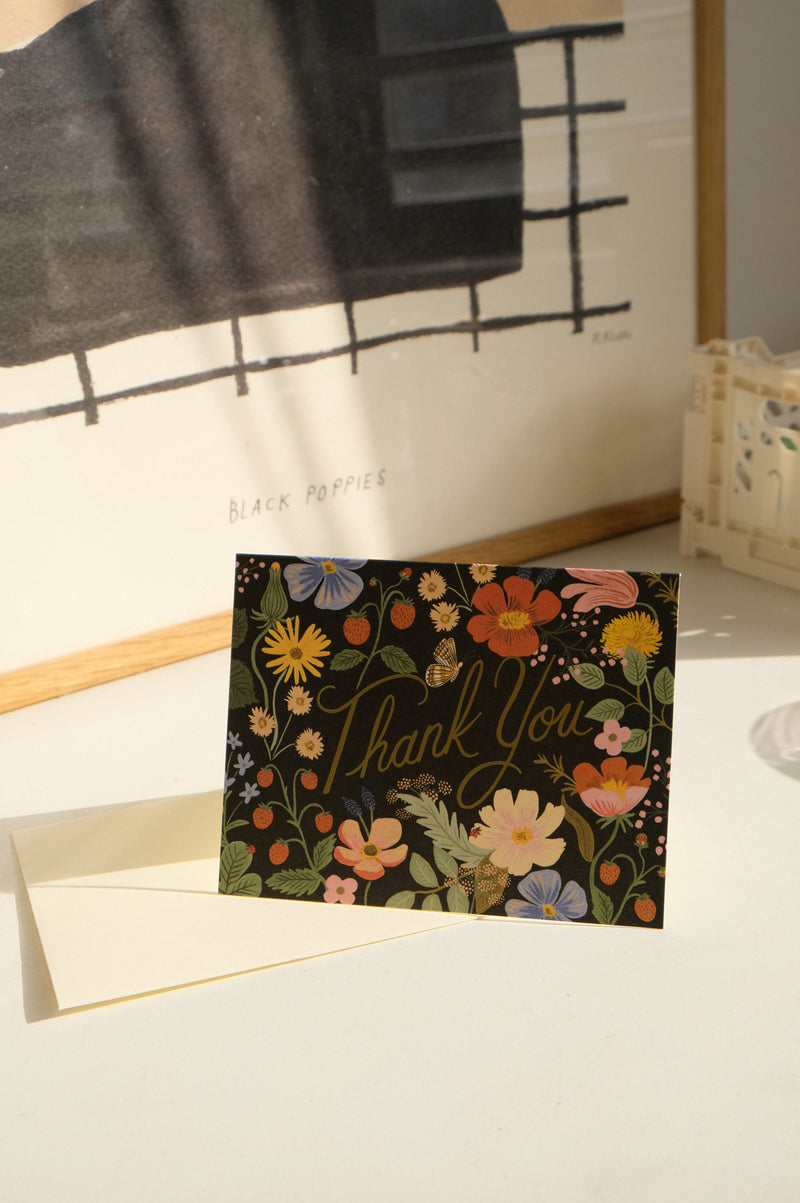 Thank you Dark Floral Greeting Card
