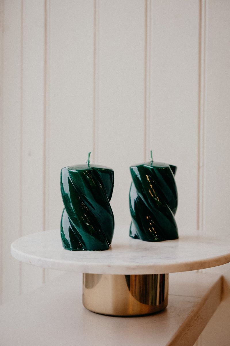 Dark Green Twisted Chunky Candle