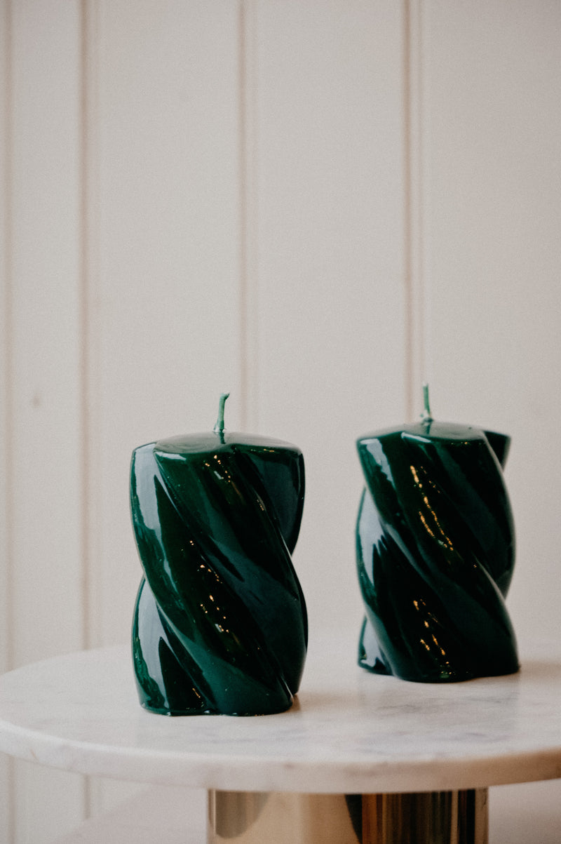 Dark Green Twisted Chunky Candle